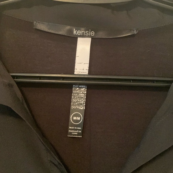 Kensie Black Collared 3/4 Buttoned Sleeve Top Size Medium - Picture 5 of 7